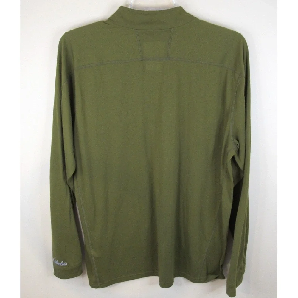 Cabela's Dri Release 1/4 Zip‎ Olive Green Long Sleeve Pullover Men's XL